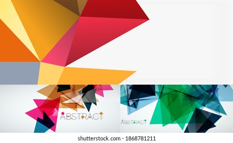 Set of vector triangle geometric backgrounds. Vector illustration for covers, banners, flyers and posters and other designs
