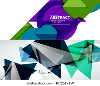 Set of vector triangle geometric backgrounds. Vector illustration for covers, banners, flyers and posters and other designs