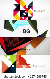Set of vector triangle geometric backgrounds. Vector illustration for covers, banners, flyers and posters and other designs