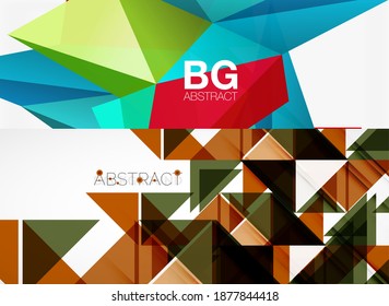 Set of vector triangle geometric backgrounds. Vector illustration for covers, banners, flyers and posters and other designs