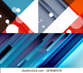 Set of vector triangle geometric backgrounds. Vector illustration for covers, banners, flyers and posters and other designs