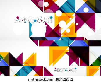 Set of vector triangle geometric backgrounds. Vector illustration for covers, banners, flyers and posters and other designs
