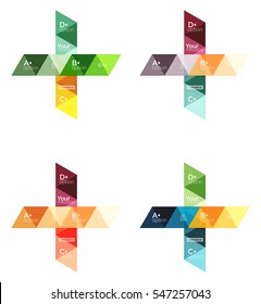 Set of vector triangle geometric infographic for workflow layout, diagram, number options or web design