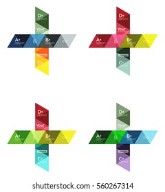 Set of vector triangle geometric infographic for workflow layout, diagram, number options or web design