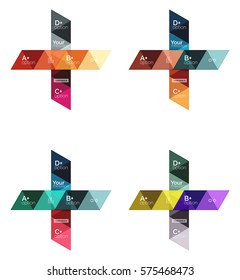 Conjunto de infografía geométrica de triángulo vectorial para diseño de flujo de trabajo, diagrama, opciones de número o diseño web