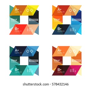 Set of vector triangle geometric infographic for workflow layout, diagram, number options or web design
