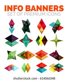 Set of vector triangle paper geometrical info banners templates for your message, buttons or infographics