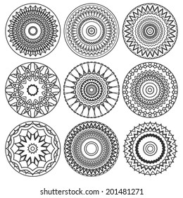 set of vector tribal circle ornaments svg