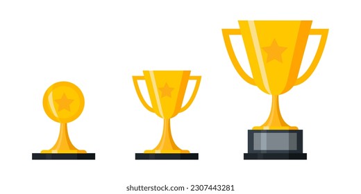 Set vector Trophy cup, award, vector illustration in flat style