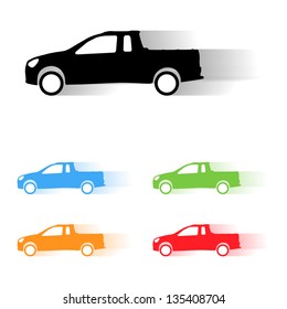 Set of vector truck car moving silhouettes