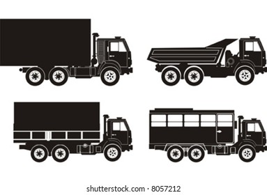 Set of vector truck illustrations.