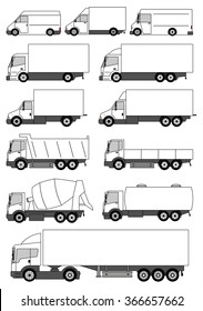 Set of vector trucks icons
