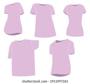 Set of vector tshirts in different positions