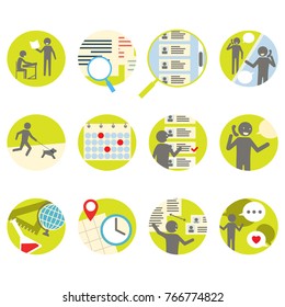Set of vector tutor search icons
