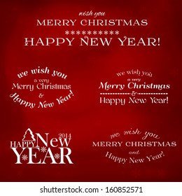 Set of vector typographic elements - Merry Christmas and happy new year