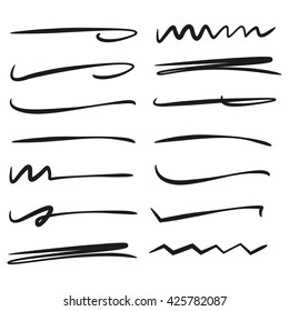 set of vector underlines, brush lines