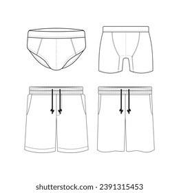 set of vector underwear shorts boxers icon logo line art illustration design logo design. Underpants set Personal underclothing apparel