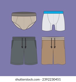 set of vector underwear shorts boxers full color. icon logo line art illustration design logo design. Underpants set Personal underclothing apparel