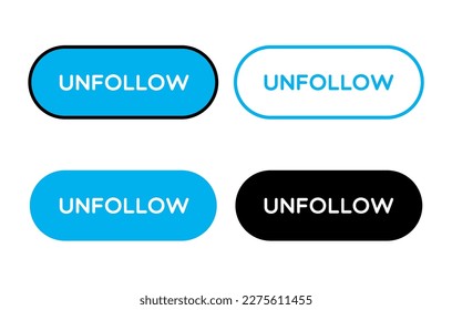 Set of Vector Unfollow Buttons