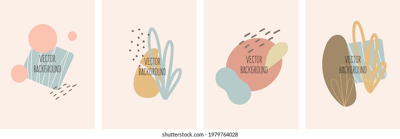 Set of vector universal background with hand drawn abstract shapes
