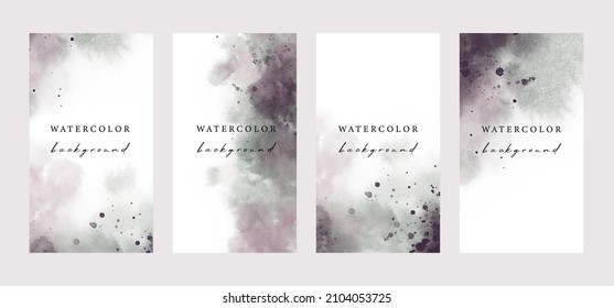 Set of vector universal backgrounds with watercolor shapes copy space for text. Design for social media, story, card, invitation, feed post.