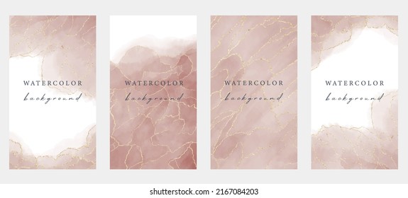 Set of vector universal backgrounds with watercolor effect copy space for text. Design for social media, story, card, invitation, feed post.
