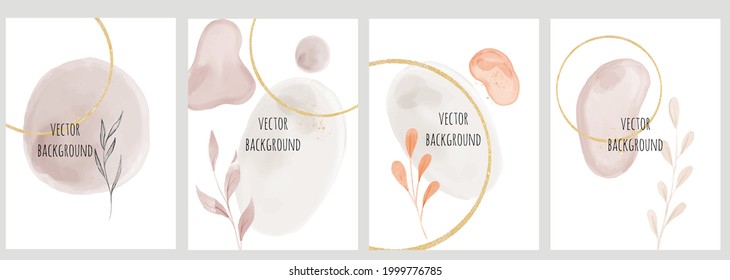 Set of vector universal backgrounds with watercolour shapes copy space for text