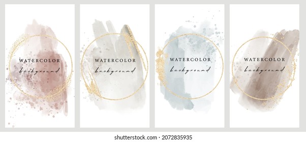 Set of vector universal backgrounds with watercolour shapes copy space for text. Design for social media, story, card, invitation, feed post