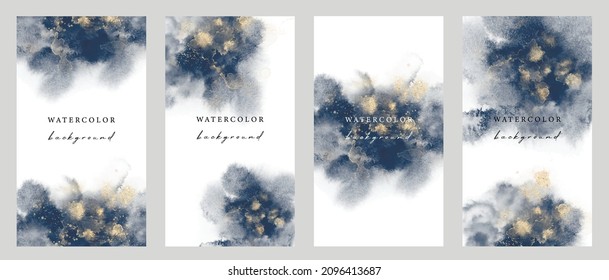 Set of vector universal backgrounds with watercolour shapes copy space for text. Design for social media, story, card, invitation, feed post.