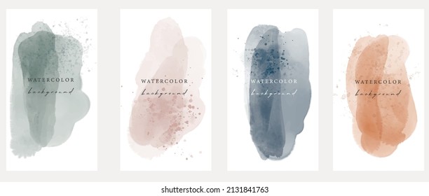 Set of vector universal backgrounds with watercolour shapes copy space for text. Design for social media, story, card, invitation, feed post.