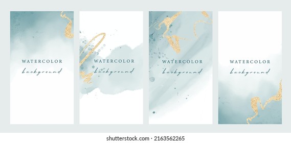 Set of vector universal backgrounds with watercolour shapes copy space for text. Design for social media, story, card, invitation, feed post.