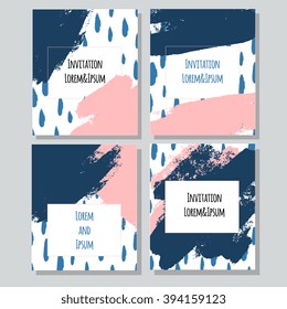 Set of vector universal cards. Wedding, anniversary, birthday, party. Design for poster, card, invitation, brochure, flyer. Creative hand drawn textures.