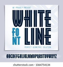 Set of vector upper case English alphabet letters made with white lines, best for use in corporate logotype design 