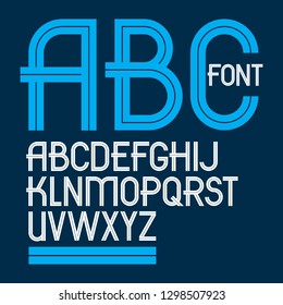 Set of vector upper case English alphabet letters created with white stripes, for use in logo design for news and broadcasting company