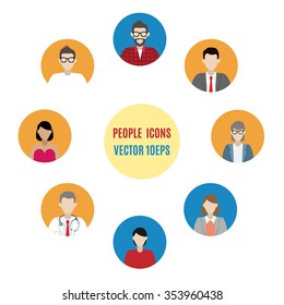 Set of vector user icons. People portraits. Vector illustration.