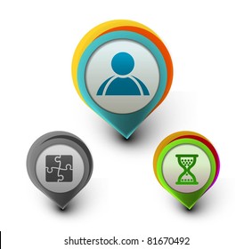 set of vector user, puzzle, & hourglass  icon design.