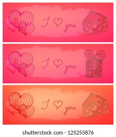 Set of vector Valentine cards for your design