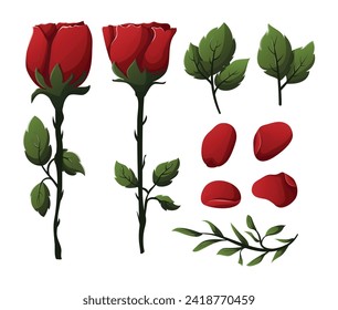 ilustración set vector valentine roses