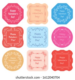 set of vector valentine tags with floral frames - greetings for valentine's day
