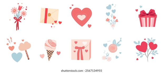Set of vector Valentines day elements icons design
