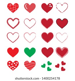 
Set of vector valentine's  hearts. Set of grunge hearts.