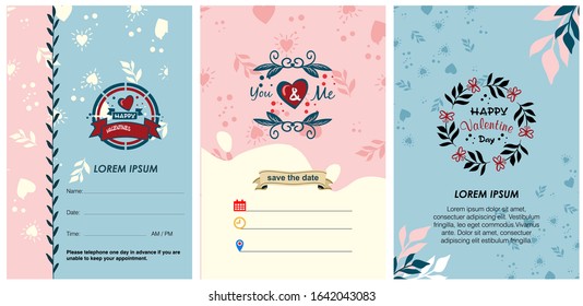 Set of vector Valentine's inspired tags with hearts, simple flat style. Perfect for gift tags, greeting cards,
