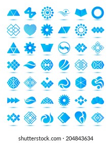 set of vector various geometrical abstract icons, signs, symbols, logos collection with shadows isolated. Geometric shapes 