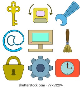 Set vector various icons, computer signs and button