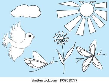 set of vector various nature elements for design 