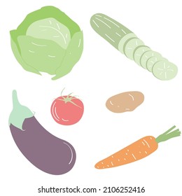 conjunto de verduras vectoriales. ilustración de caricatura de comida. Orgánico, natural