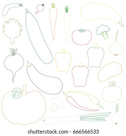 set of vector vegetables icons isolated on white background