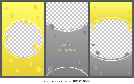 Set of vector vertical backgrounds in the colors of the year 2021. Design template with place for image. for web banner, stories, social networks. Ultimate gray and illuminating. Copyspace.