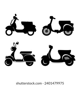 set of vector vespa scooter silhouette