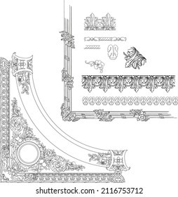 The set of vector victorian historical elements